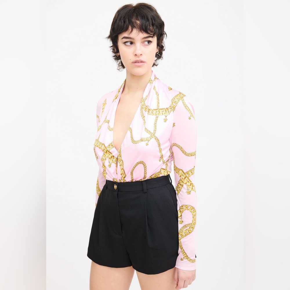Versace gold chain print bodysuit size 40